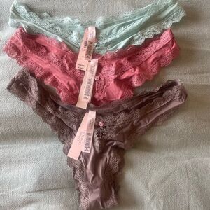 Victoria's Secret Lace Trim Panties - Mint, Rose, Cocoa